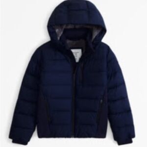 a&f performance puffer Navy jacket kids